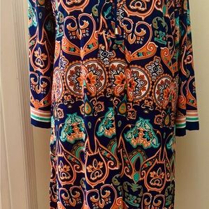 Vibrant Multicolor Paisley Midi Dress, XL
